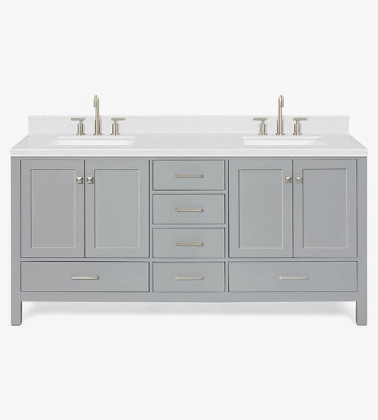 [CLEARANCE] Virtu USA Caroline Avenue Cashmere Grey 72” Bathroom Vanity [BASE ONLY]