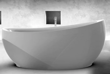 Load image into Gallery viewer, Leonardo 71&quot; Glossy White Acrylic Freestanding Bathtub With Chrome Drain Cover and Overflow Cover
