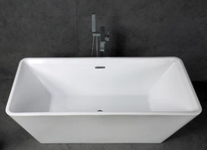 Star 67" Glossy White Rectangular Acrylic Freestanding Bathtub With Chrome-Plated Drain Cover & Overflow Cover