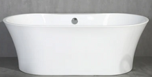 Load image into Gallery viewer, Crystal 59&quot; Glossy White Acrylic Freestanding Bathtub With Chrome Drain Cover &amp; Overflow Cover
