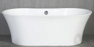 Crystal 59" Glossy White Acrylic Freestanding Bathtub With Chrome Drain Cover & Overflow Cover