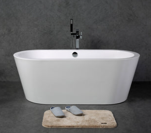 Spree 71" Glossy White Acrylic Freestanding Bathtub With Chrome Drain Cover and Overflow Cover
