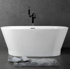 Princess 67" White Oval Acrylic Freestanding Bathtub With Chrome-Plated Drain Cover & Overflow Cover