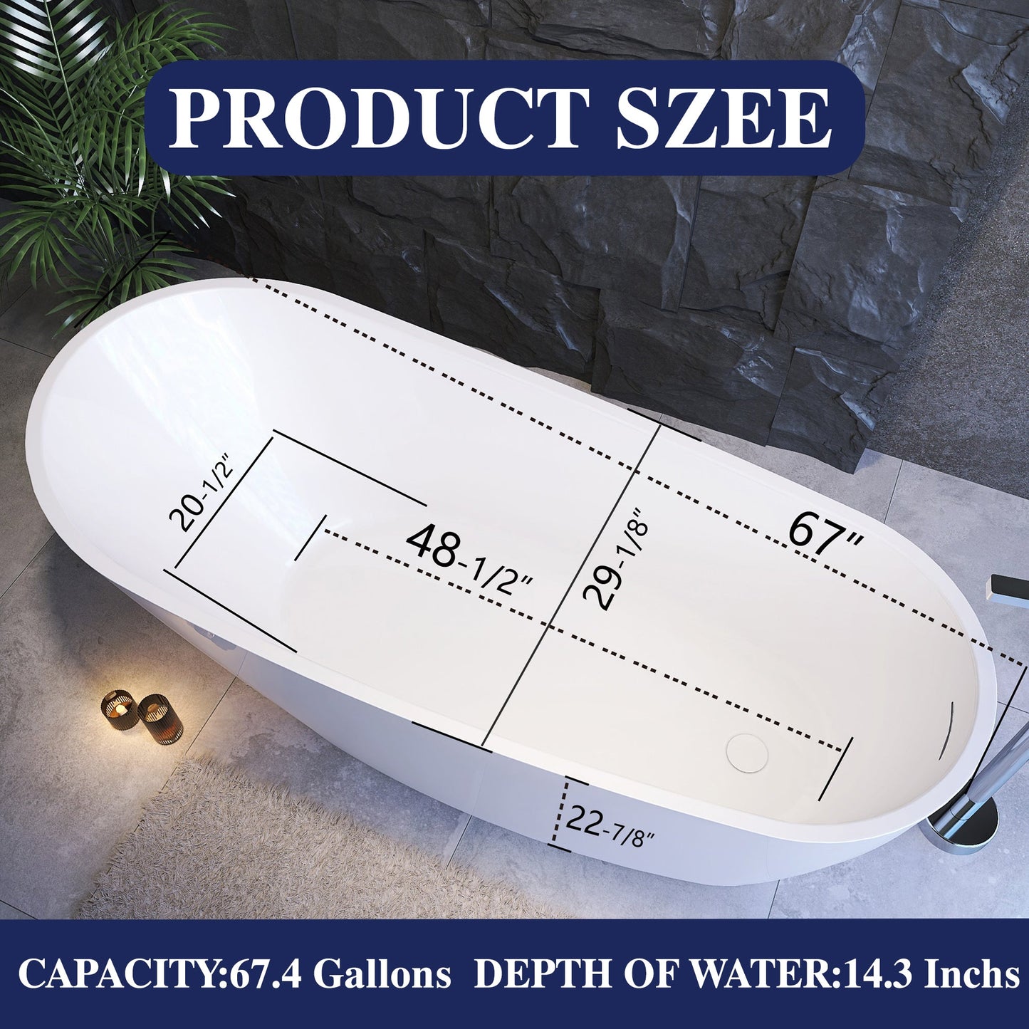Freestanding Bathtub – Glossy White – Suri