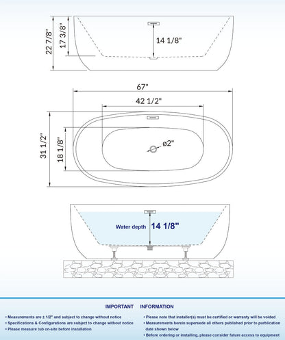 Aerie 67" Freestanding Bathtub