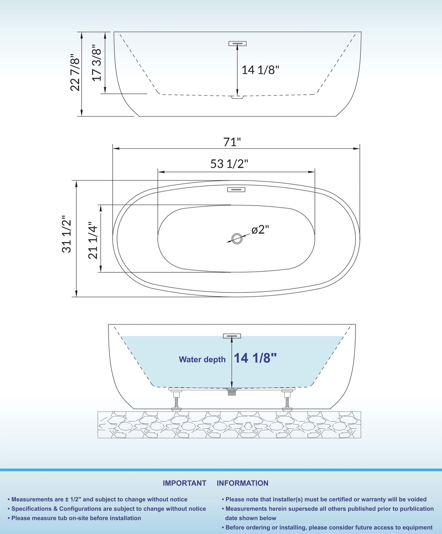 Aerie 71" Freestanding Bathtub