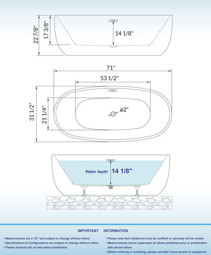 Aerie 71" Freestanding Bathtub