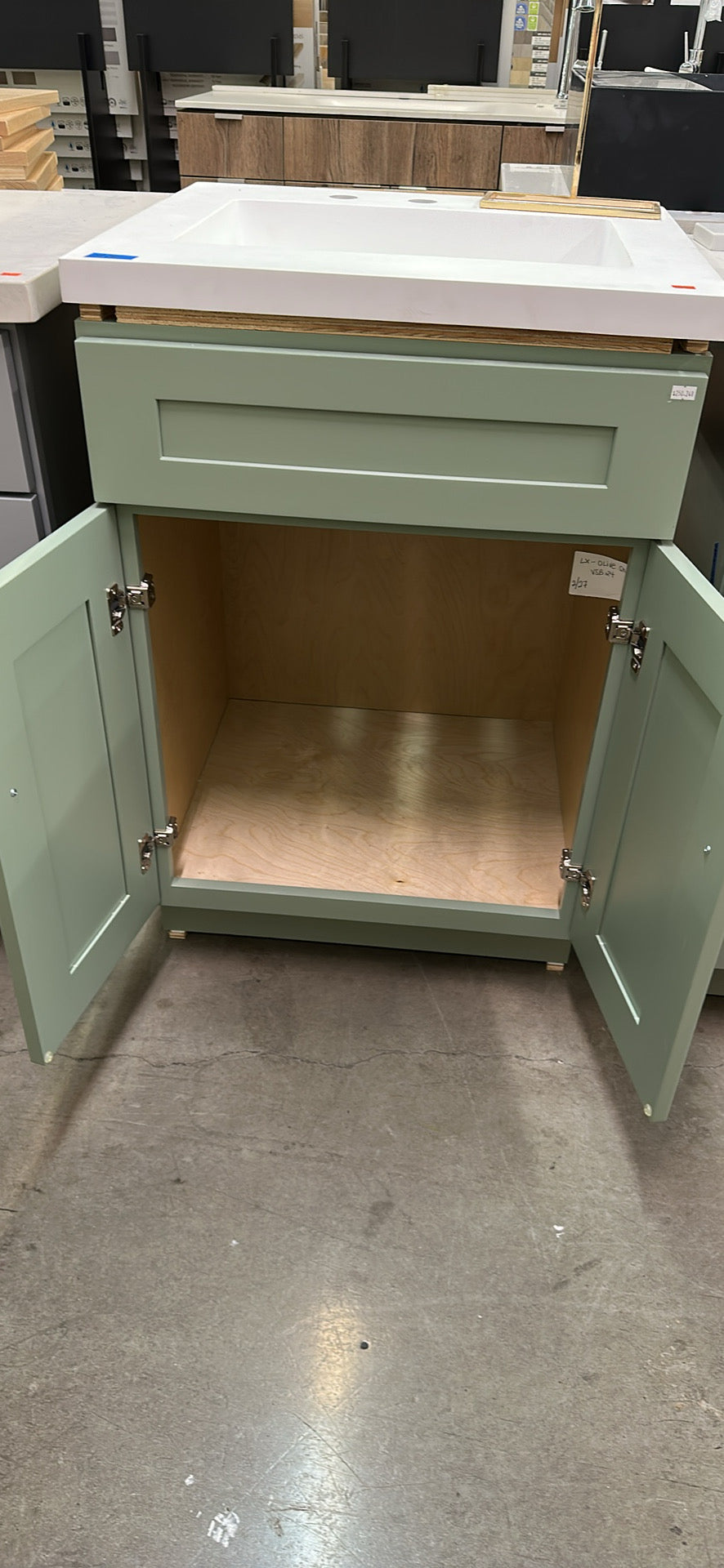 [CLEARANCE] 24" Sage Green Solid Wood Vanity Cabinet – Floor Sample Deal!
