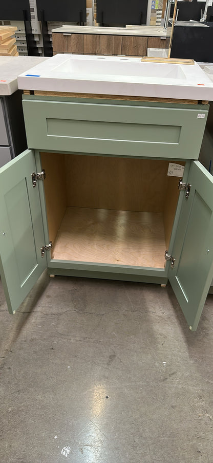 [CLEARANCE] 24" Sage Green Solid Wood Vanity Cabinet – Floor Sample Deal!