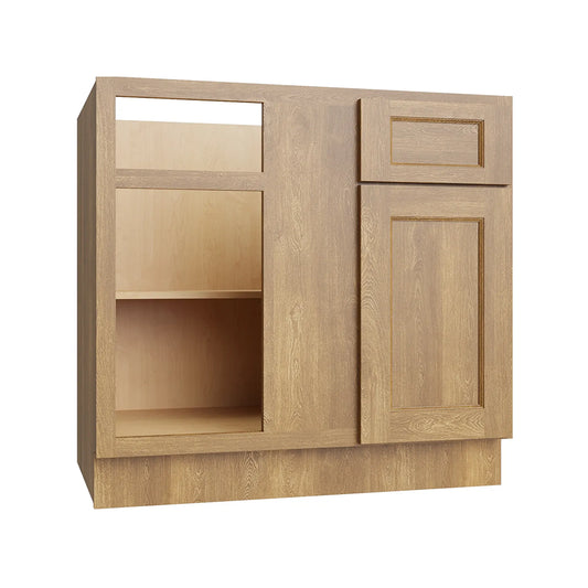 RTA 30"W Kitchen Blind Corner Base Cabinet with Single Full Height Door in Brooklyn Fawn