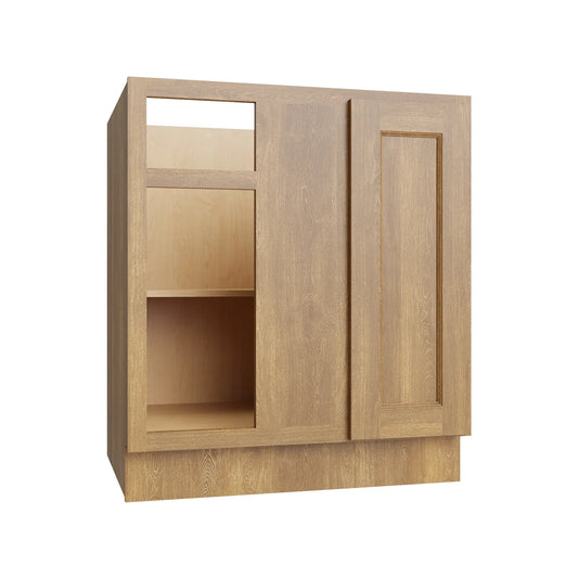 RTA 36"W Kitchen Blind Corner Base Cabinet with Single Door and Single Drawer in Brooklyn Fawn