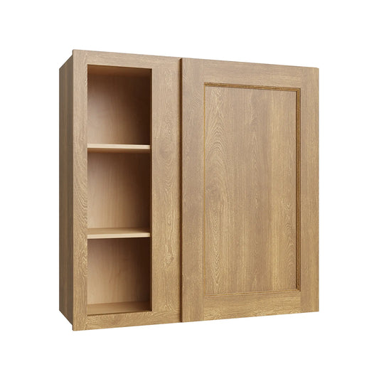 RTA 30"W x 36"H Kitchen Blind Corner Wall Cabinet with Single Door and Two Shelves in Brooklyn Fawn