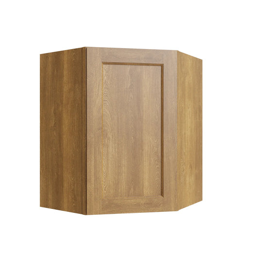 RTA 24"W x 42"H x 15"D Kitchen Stackable Corner Wall Cabinet with Single Door and Three Shelves in Brooklyn Fawn