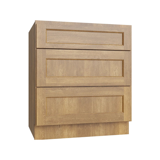 RTA 36"W Kitchen Three Drawer Base Cabinet in Brooklyn Fawn