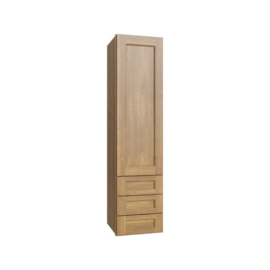 RTA 15"W x 60"H x 14.5"D Kitchen Wall Tower Cabinet with Three Drawer and Two Adjustable Shelves in Brooklyn Fawn
