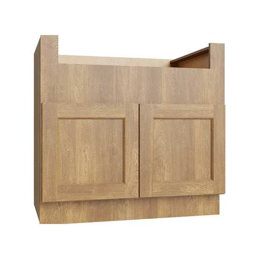 RTA 36"W Kitchen Farmhouse Sink Base Cabinet with Double Doors in Brooklyn Fawn