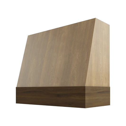 RTA 42"W x 30"H Kitchen Angled Hood Cover with Walnut Band in Brooklyn Fawn