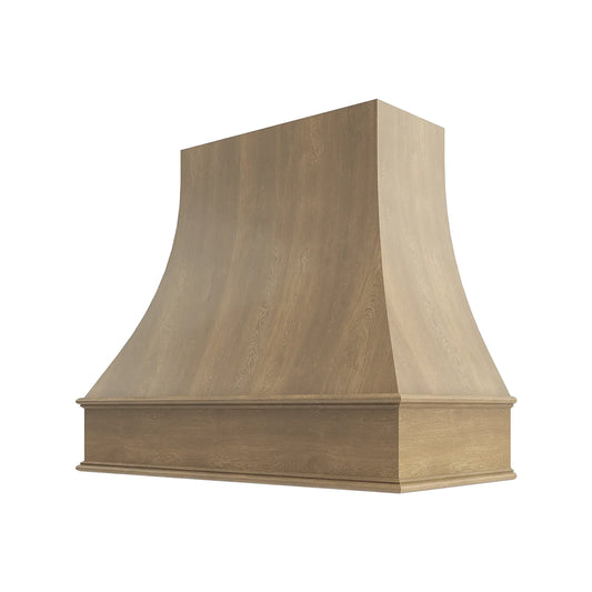 RTA 36"W x 48"H Kitchen Curved Hood Cover Classic Trim in Brooklyn Fawn