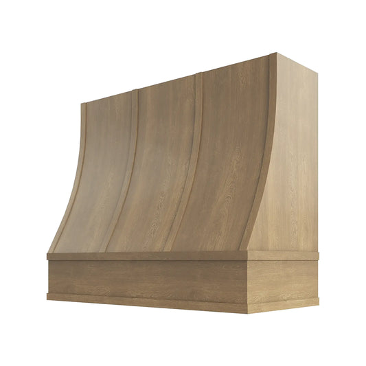 RTA 48"W x 30"H Kitchen Sloped Hood Cover with Strapping Flat Trim in Brooklyn Fawn