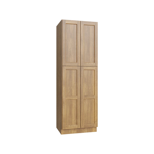 RTA 24"W x 90"H Kitchen Pantry with Double Upper and Lower Doors in Brooklyn Fawn