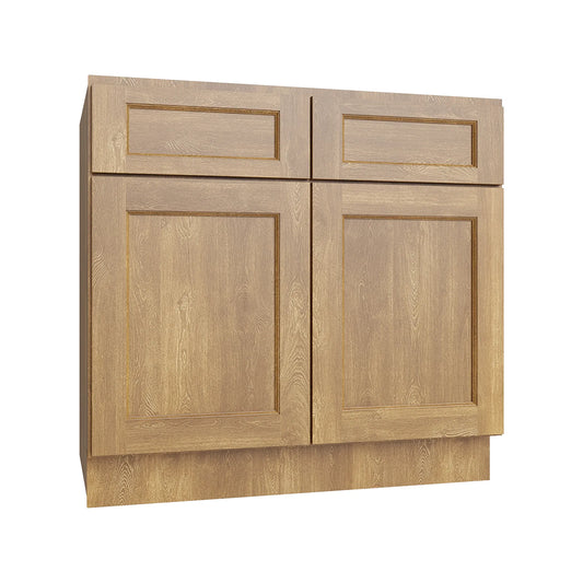 RTA 30"W Kitchen Sink Base Cabinet with Double Doors in Brooklyn Fawn