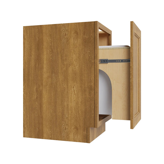 RTA 18"W Kitchen Trash Base Cabinet with Full Height Door in Brooklyn Fawn