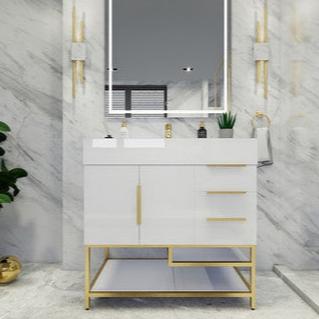 Bethany 36" Freestanding Bathroom Vanity with Acrylic Integrated Sink Top