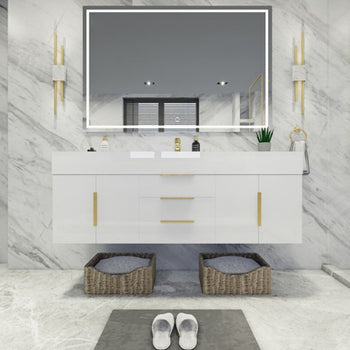 Bethany 60" Wall Mounted Bathroom Vanity with Reinforced Acrylic Integrated Sink Top
