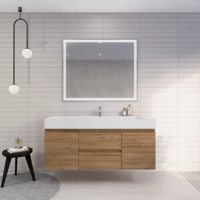 Monterey 60" Wall Mounted Bathroom Vanity with Acrylic Integrated Sink Top