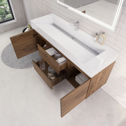 Monterey 60" Wall Mounted Bathroom Vanity with Acrylic Integrated Sink Top