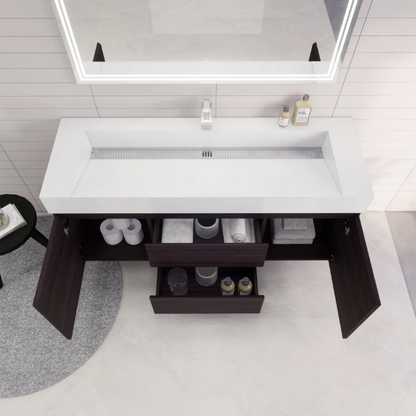 Monterey 60" Wall Mounted Bathroom Vanity with Acrylic Integrated Sink Top