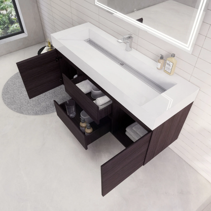 Monterey 60" Wall Mounted Bathroom Vanity with Acrylic Integrated Sink Top