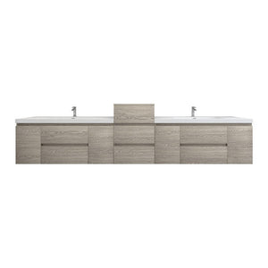 Bow 116" Wall Mounted Vanity With Reinforced Acrylic Sink W/Small Side Cabinet