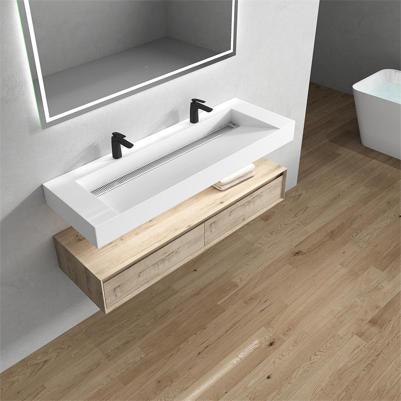 Alysa 60" Wall Mounted Bathroom Vanity with Acrylic Integrated Sink Top