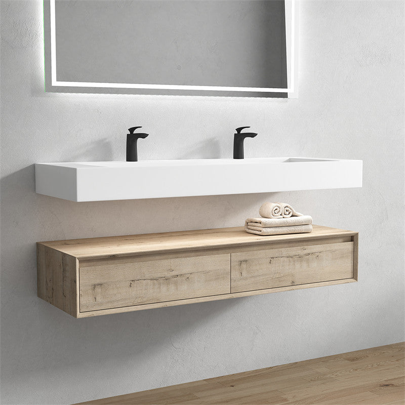 Alysa 60" Wall Mounted Bathroom Vanity with Acrylic Integrated Sink Top