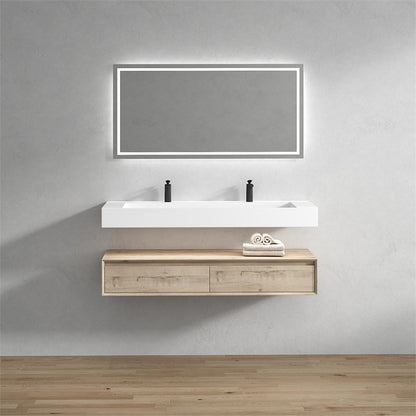 Alysa 60" Wall Mounted Bathroom Vanity with Acrylic Integrated Sink Top