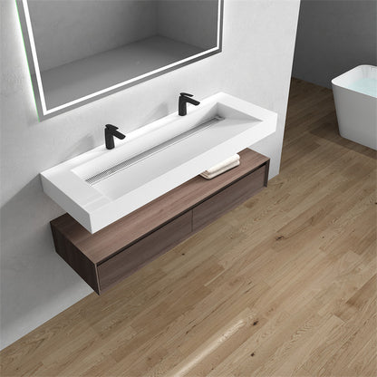 Alysa 60" Wall Mounted Bathroom Vanity with Acrylic Integrated Sink Top