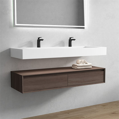 Alysa 60" Wall Mounted Bathroom Vanity with Acrylic Integrated Sink Top