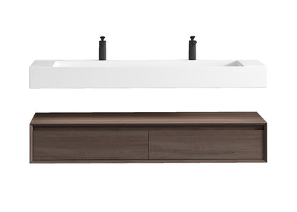 Alysa 60" Wall Mounted Bathroom Vanity with Acrylic Integrated Sink Top