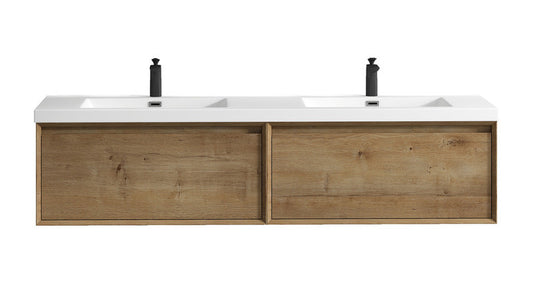 Bella 72" Wall Mounted Bathroom Vanity with Reinforced Acrylic Integrated Sink Top