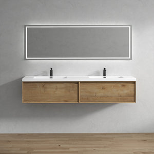 Bella 84" Wall Mounted Vanity With Double Sink Acrylic Top