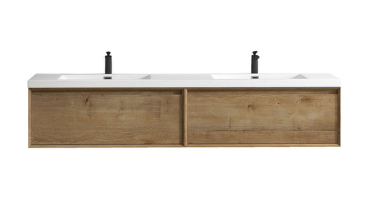 Bella 84" Wall Mounted Bathroom Vanity with Reinforced Acrylic Integrated Sink Top