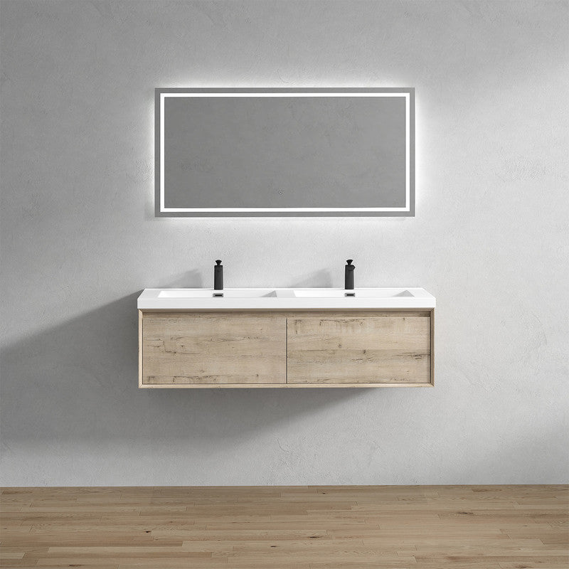 Bella 60" Wall Mounted Bathroom Vanity with Reinforced Acrylic Top