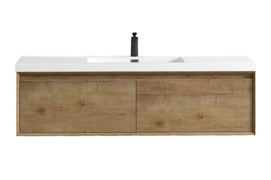 Bella 60" Wall Mounted Bathroom Vanity with Reinforced Acrylic Integrated Sink Top