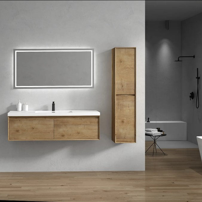 Bella 60" Wall Mounted Bathroom Vanity with Reinforced Acrylic Top