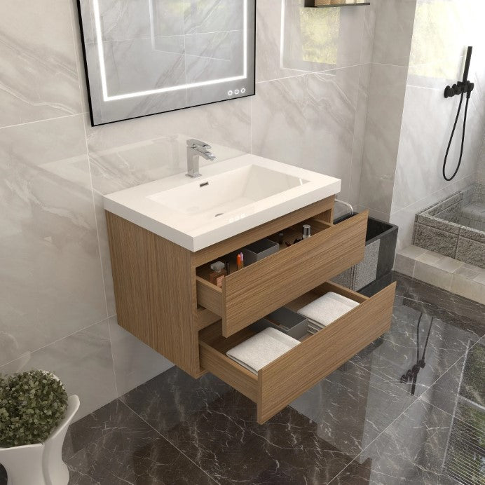 Bow 30" Wall Mounted Bathroom Vanity with Reinforced Acrylic Sink