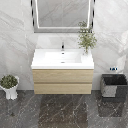 Bow 36" Wall Mounted Bathroom Vanity with Reinforced Acrylic Sink