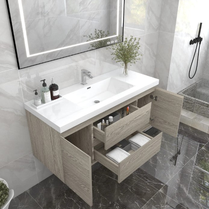 Bow 48" Wall Mounted Bathroom Vanity with Reinforced Acrylic Sink