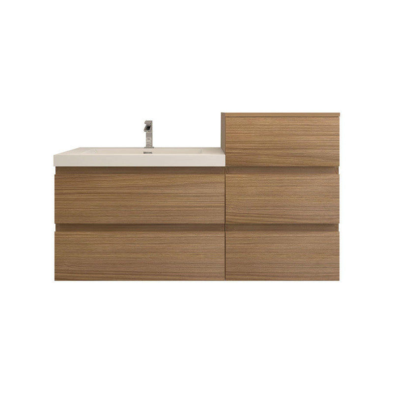 Bow 50" Wall Mounted Bathroom Vanity with Reinforced Acrylic Sink with Linen Cabinet