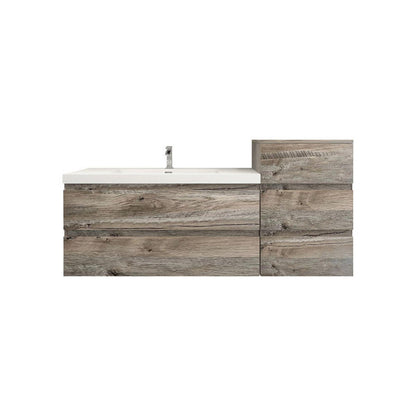 Bow 62" Wall Mounted Bathroom Vanity with Reinforced Acrylic Sink with Linen Cabinet